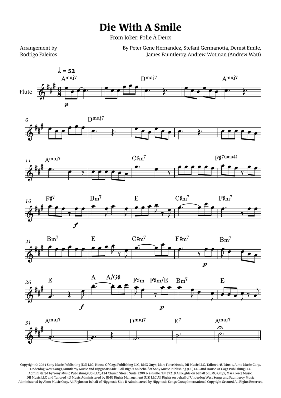 Die With A Smile Die With A Smile Flute Solo scores gallery preview page 1