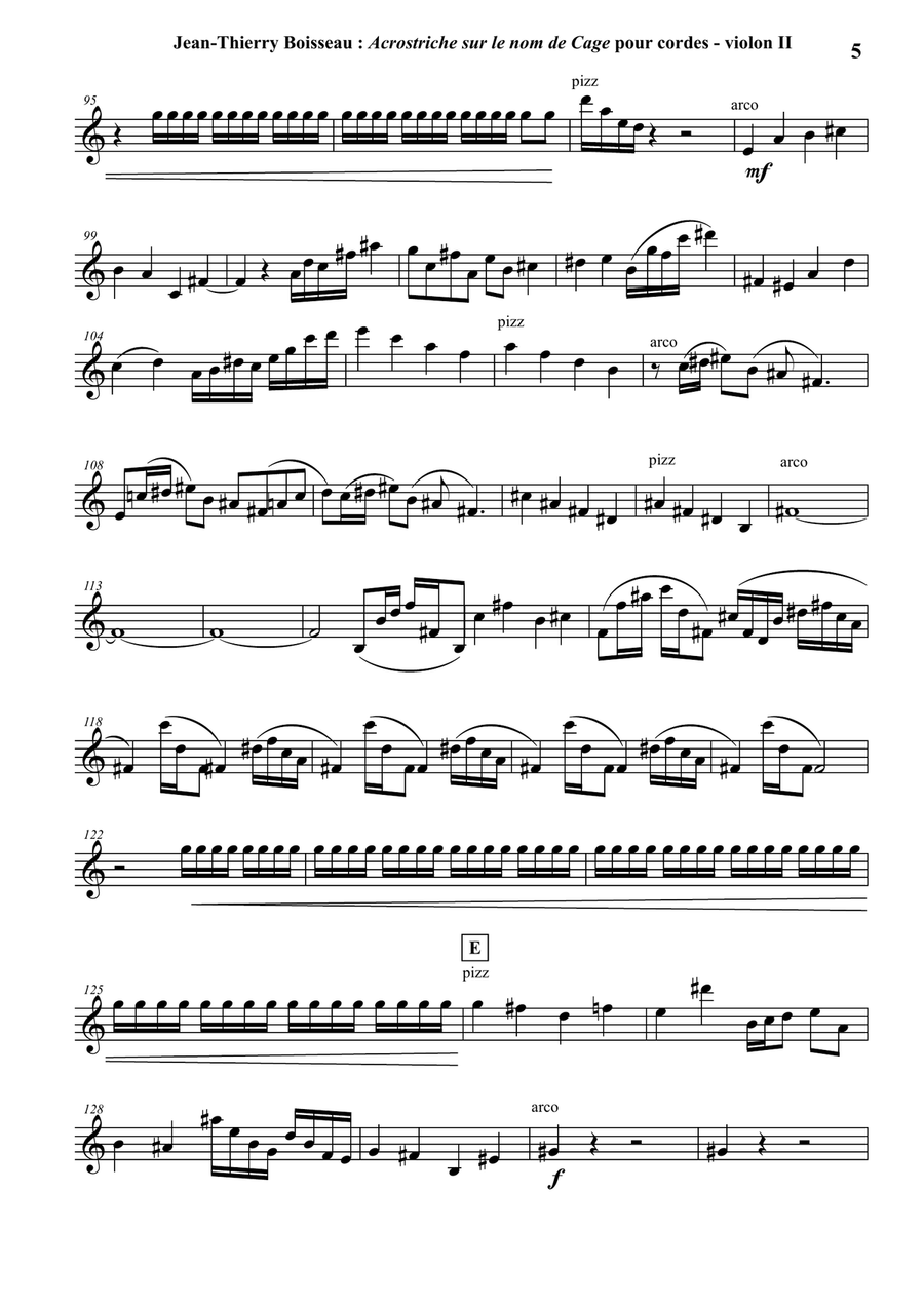 Acrostiche sur le nom de CAGE, sinfonietta for strings, violin II part String Orchestra scores gallery preview page 5