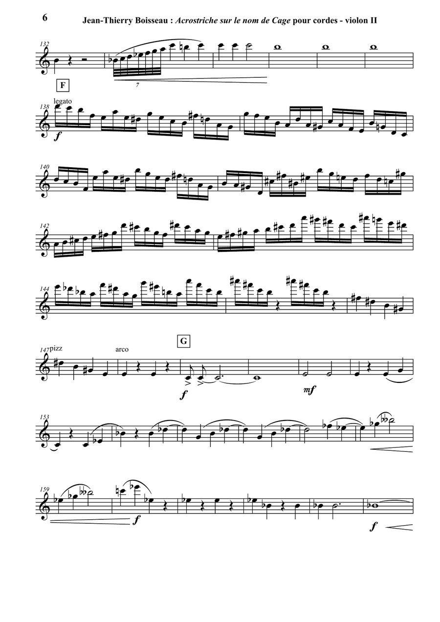 Acrostiche sur le nom de CAGE, sinfonietta for strings, violin II part String Orchestra scores gallery preview page 6