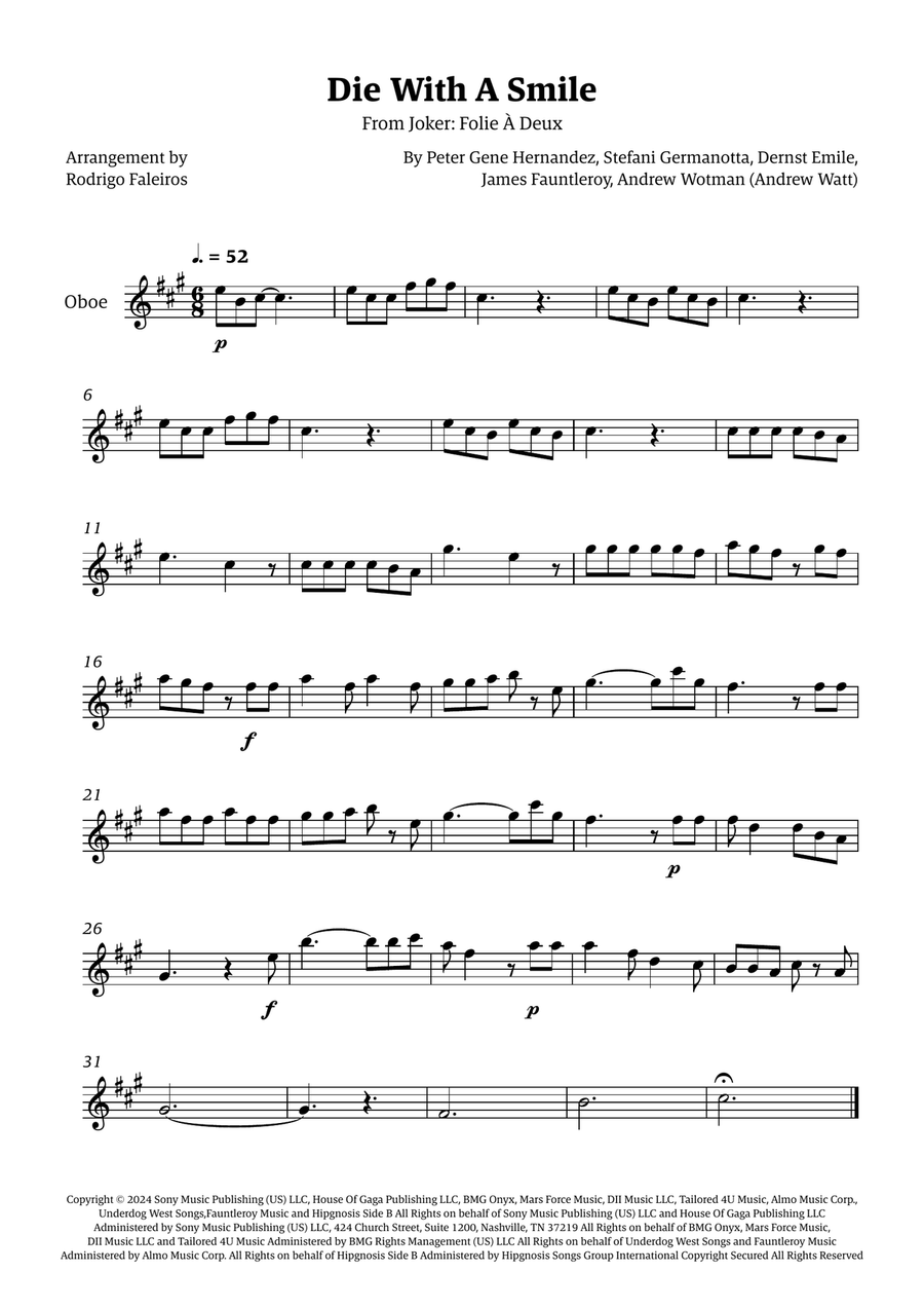 Die With A Smile Die With A Smile Oboe Solo scores gallery preview page 1