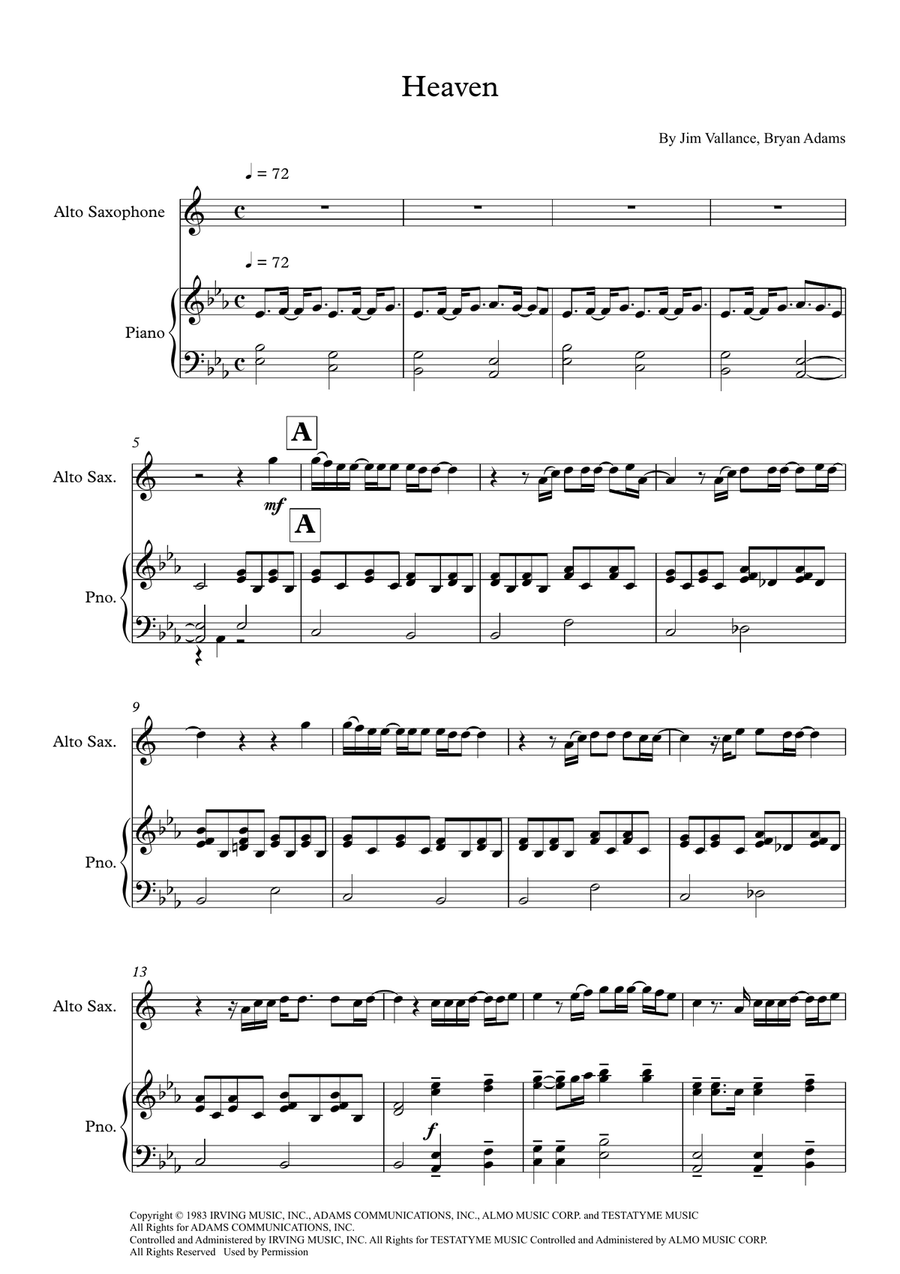 Heaven Heaven Alto Saxophone scores gallery preview page 1