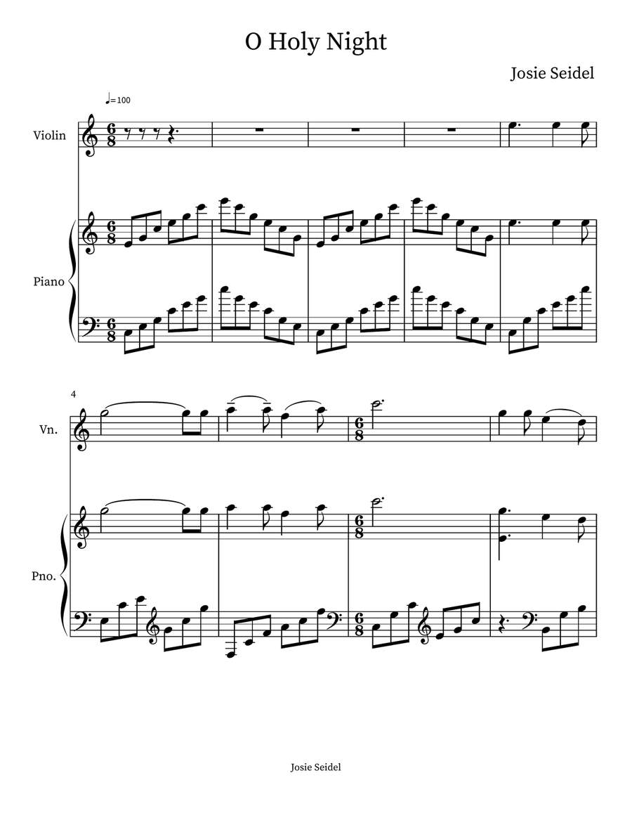 O Holy Night O Holy Night Violin Solo scores gallery preview page 1