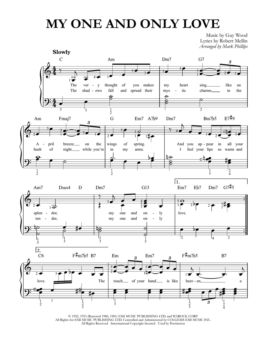 My One And Only Love My One And Only Love Easy Piano scores gallery preview page 1