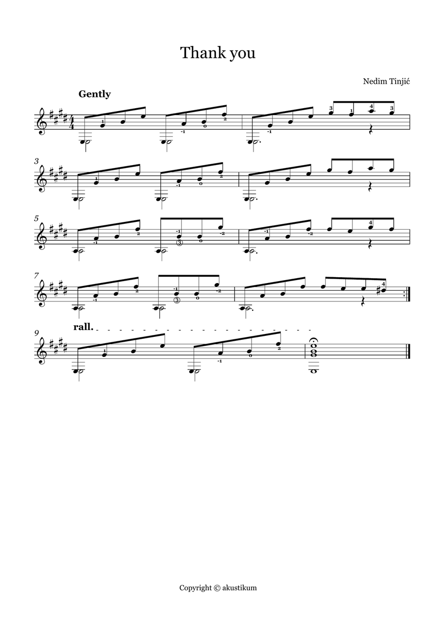 Thank you Thank you Acoustic Guitar scores gallery preview page 1