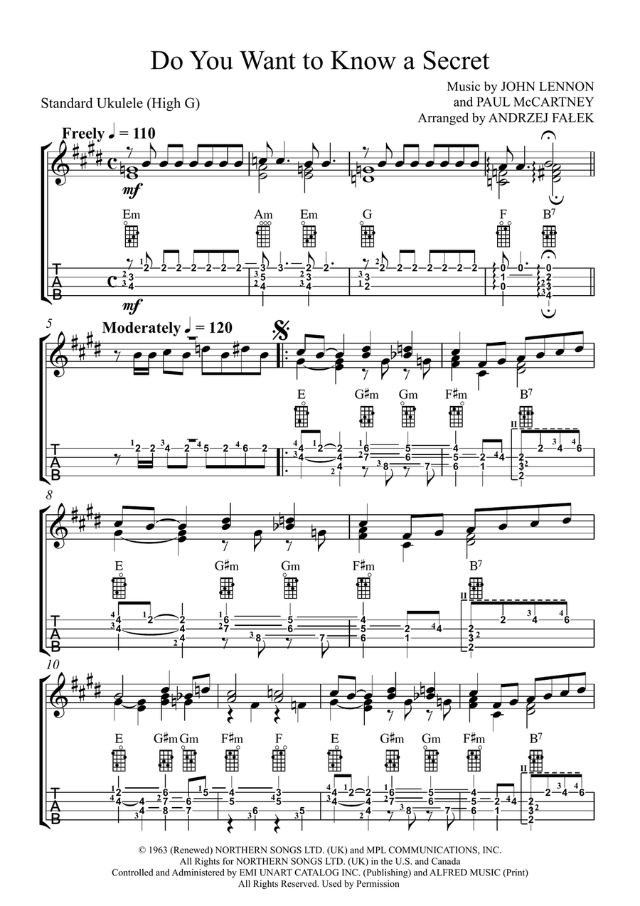 Do You Want To Know A Secret? Ukulele scores gallery preview page 1