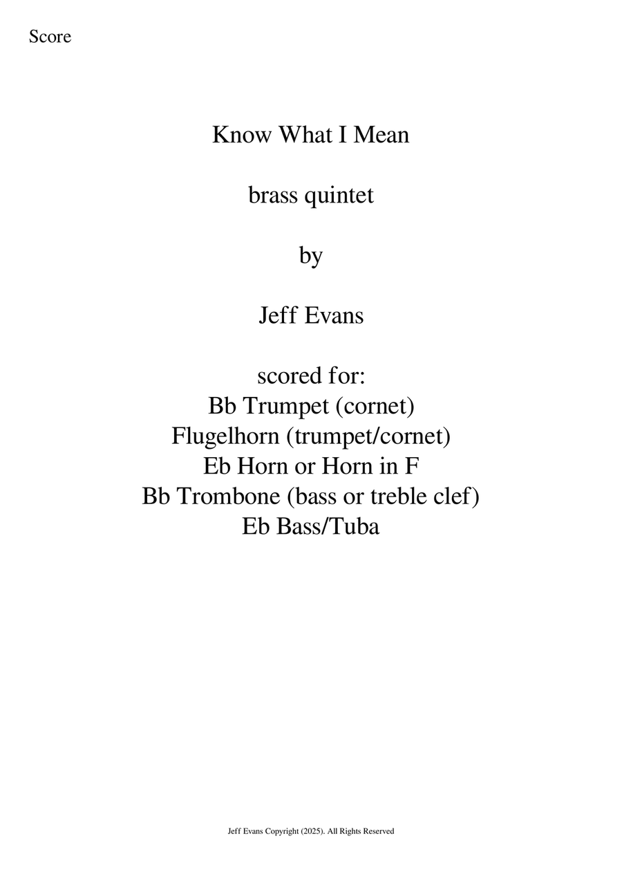 Know What I Mean Brass Quintet scores gallery preview page 1