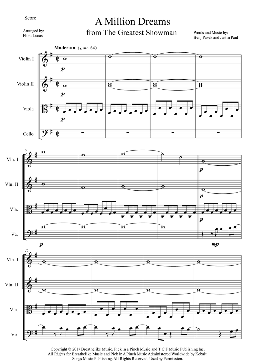 A Million Dreams A Million Dreams String Quartet scores gallery preview page 1