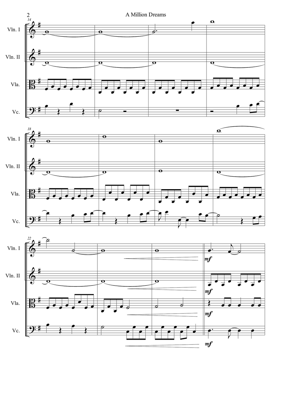 A Million Dreams A Million Dreams String Quartet scores gallery preview page 2