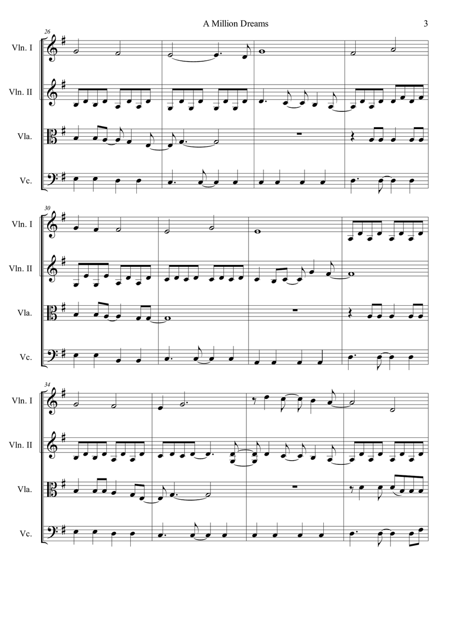 A Million Dreams A Million Dreams String Quartet scores gallery preview page 3