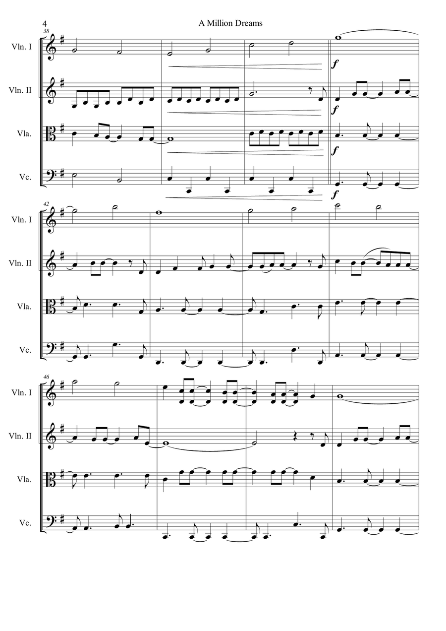 A Million Dreams A Million Dreams String Quartet scores gallery preview page 4