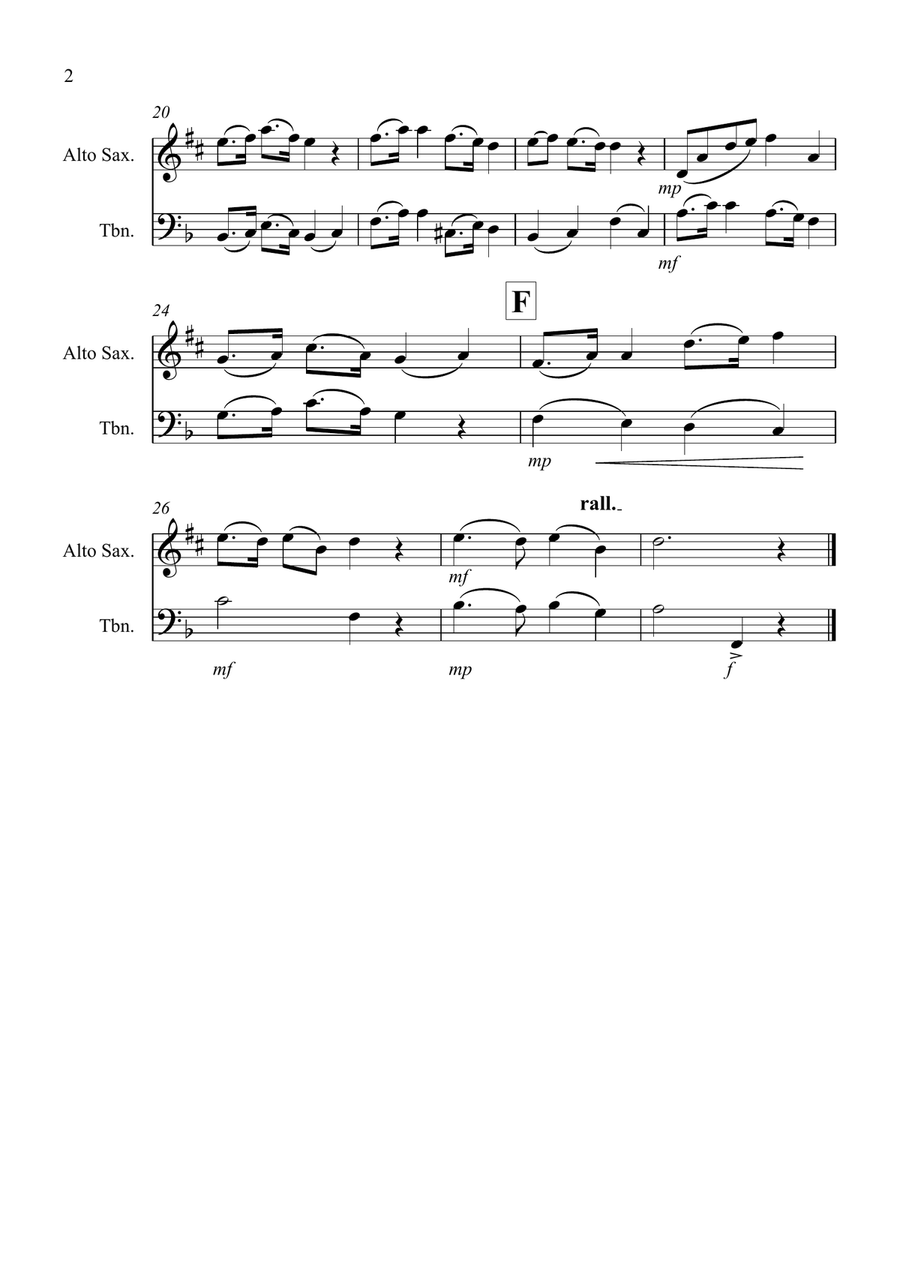 Largo (from The New Word Symphony) for Alto Saxophone and Trombone Duet Trombone Duet scores gallery preview page 2