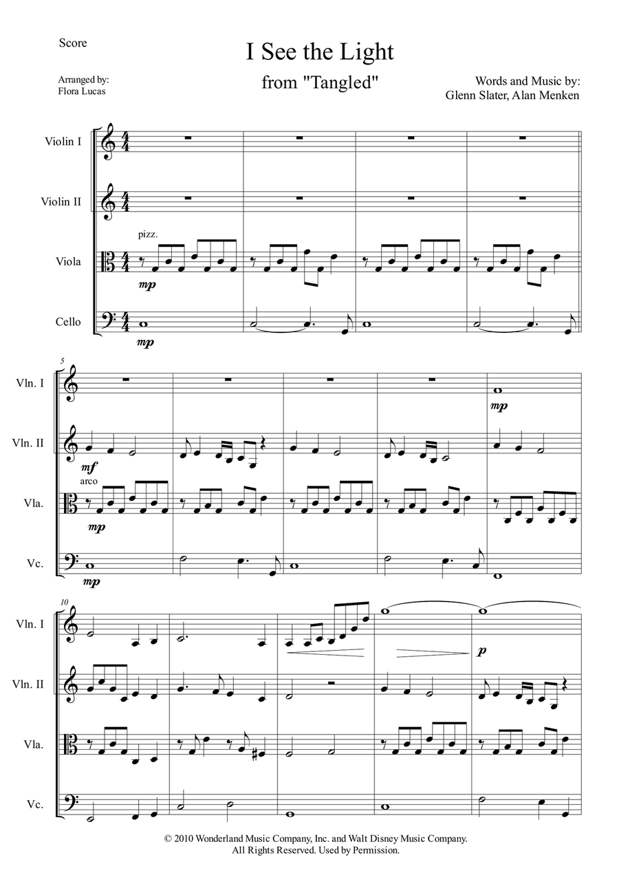 I See The Light I See The Light String Quartet scores gallery preview page 1