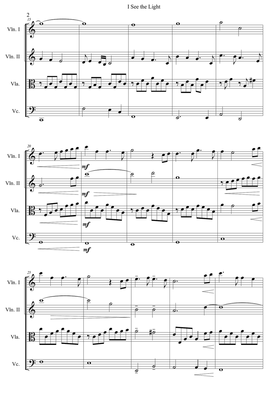 I See The Light I See The Light String Quartet scores gallery preview page 2