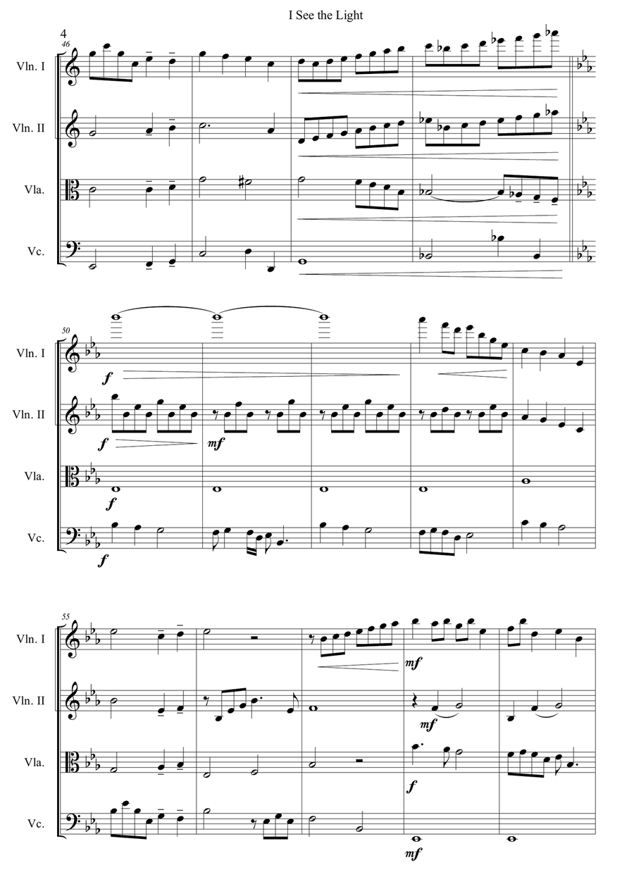 I See The Light I See The Light String Quartet scores gallery preview page 4