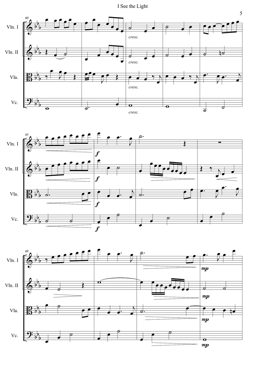 I See The Light I See The Light String Quartet scores gallery preview page 5