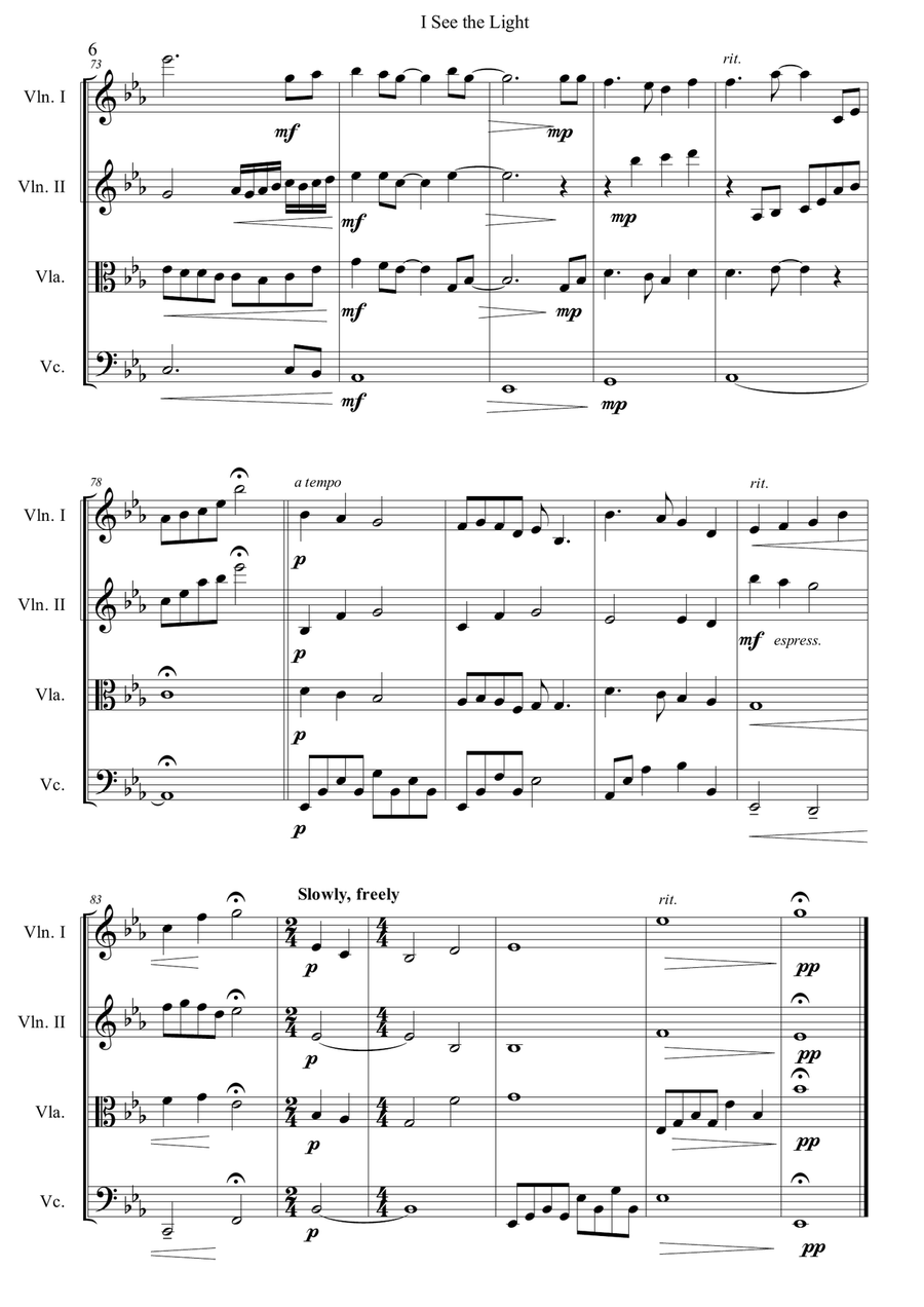 I See The Light I See The Light String Quartet scores gallery preview page 6
