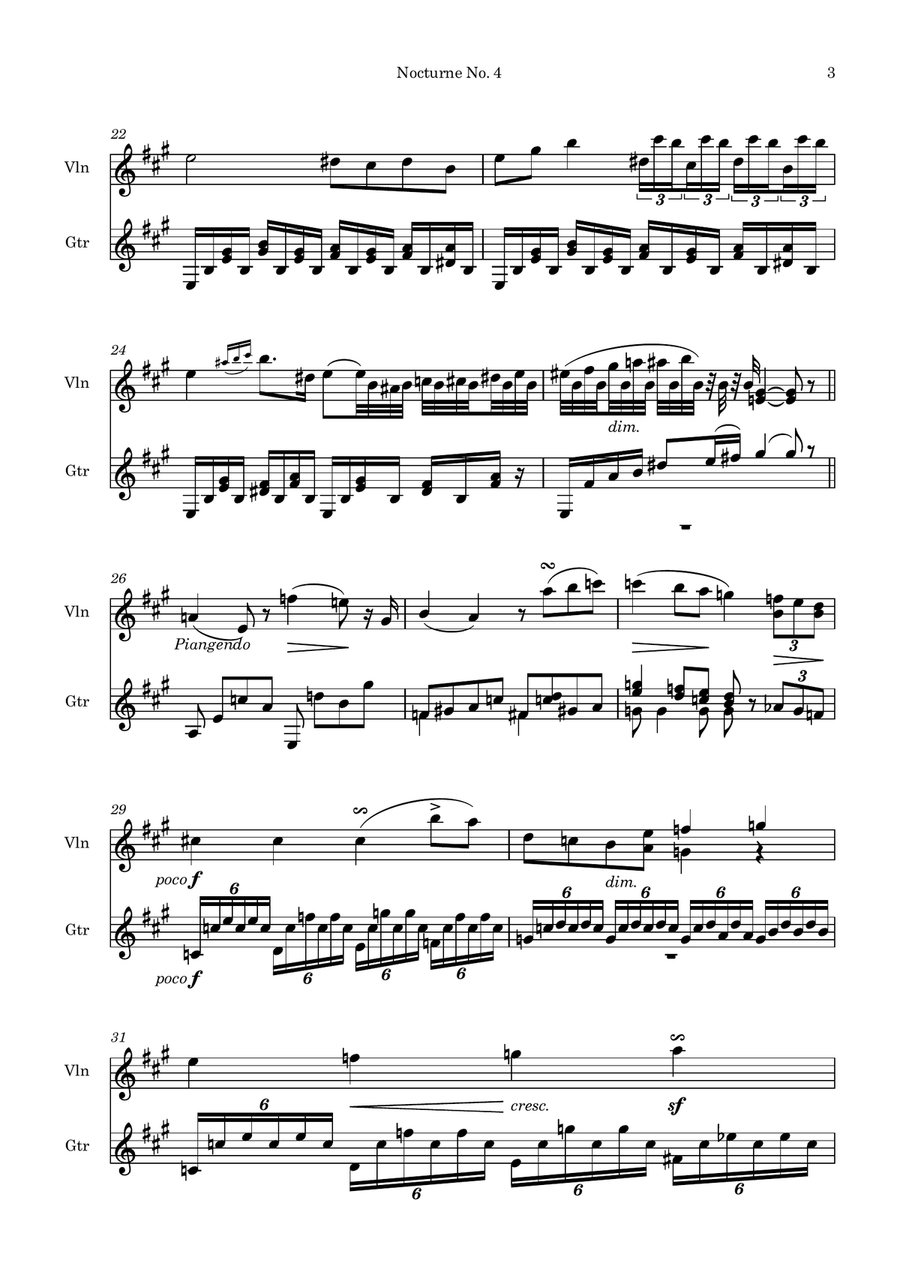 Nocturne No. 4 in A major for Violin and Guitar String Duet scores gallery preview page 3
