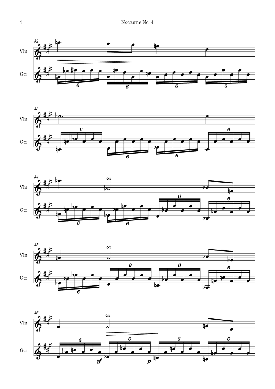 Nocturne No. 4 in A major for Violin and Guitar String Duet scores gallery preview page 4