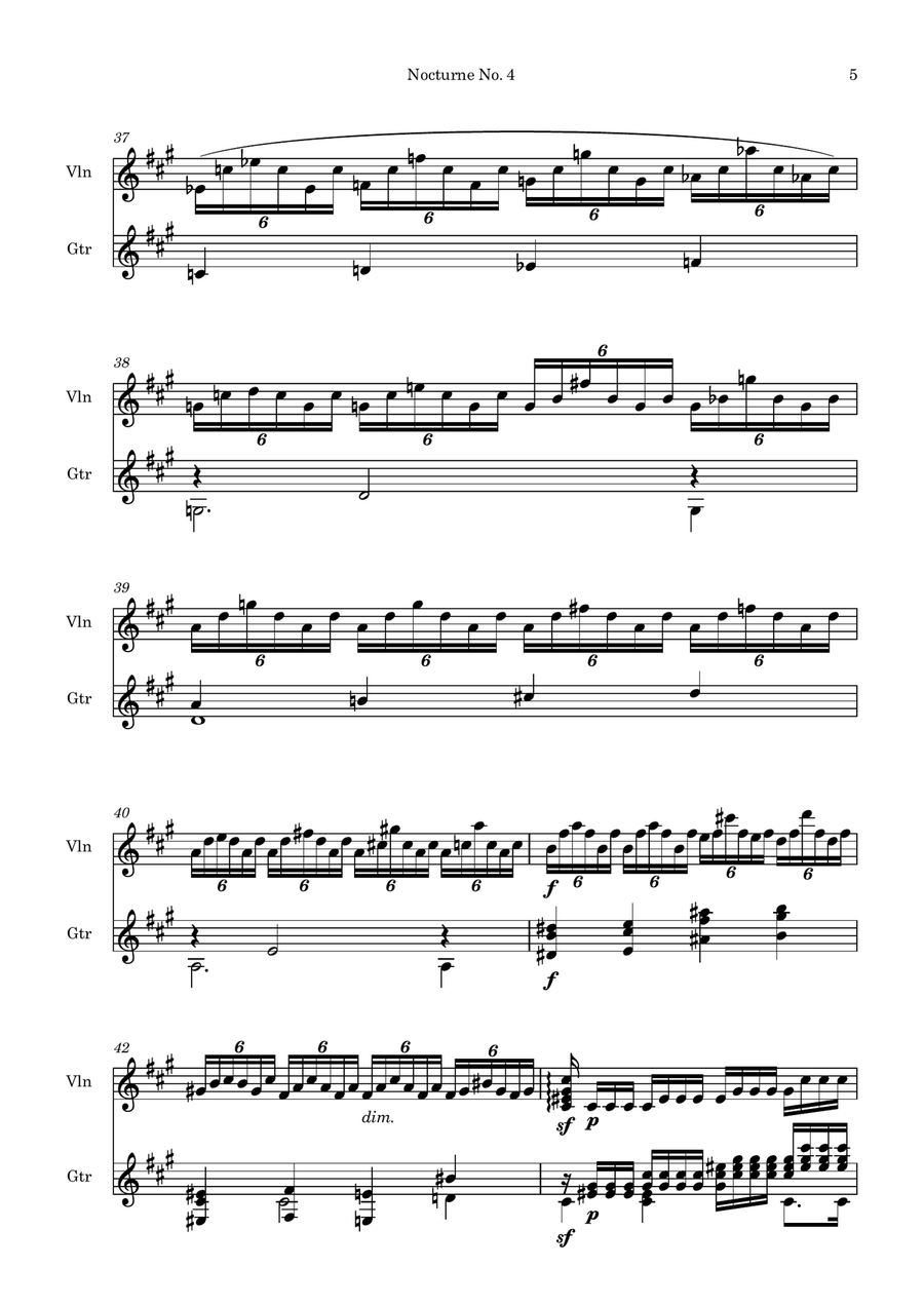 Nocturne No. 4 in A major for Violin and Guitar String Duet scores gallery preview page 5