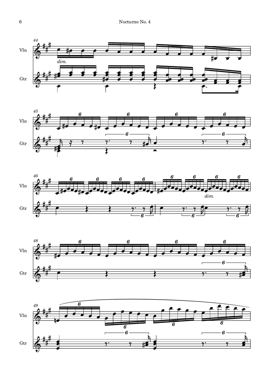 Nocturne No. 4 in A major for Violin and Guitar String Duet scores gallery preview page 6