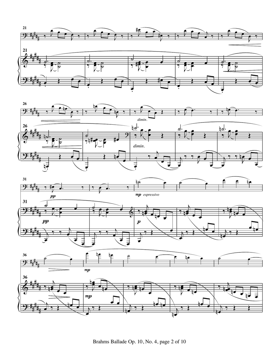 Seven Piano Pieces of Johannes Brahms arranged for bassoon and piano Chamber Music scores gallery preview page 4