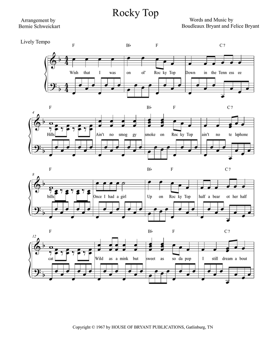 Rocky Top Rocky Top Piano, Vocal scores gallery preview page 1