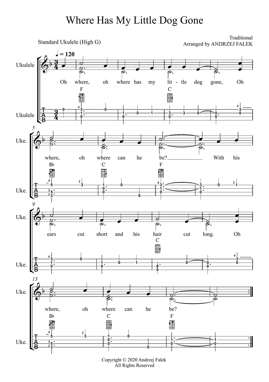 Where Has My Little Dog Gone? Ukulele scores gallery preview page 1