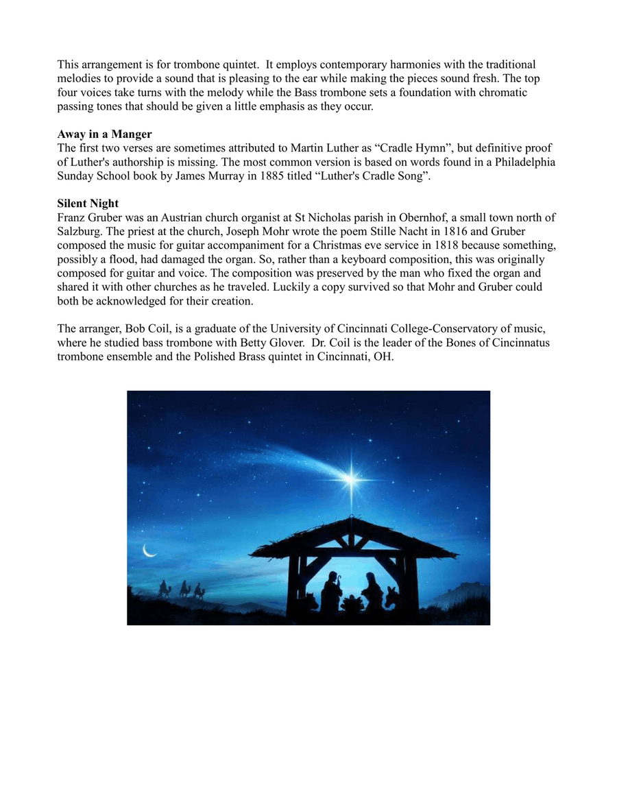 Away In A Manger - Silent Night - Trombone quintet Small Ensemble scores gallery preview page 3