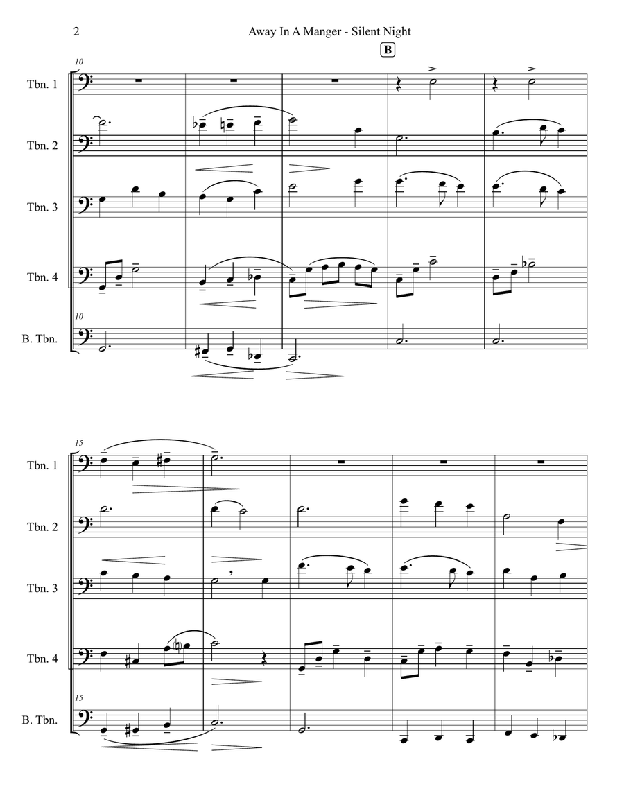 Away In A Manger - Silent Night - Trombone quintet Small Ensemble scores gallery preview page 5