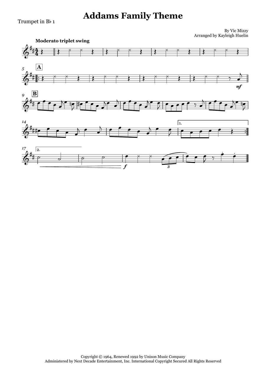Addams Family Theme Addams Family Theme Brass Quartet scores gallery preview page 3