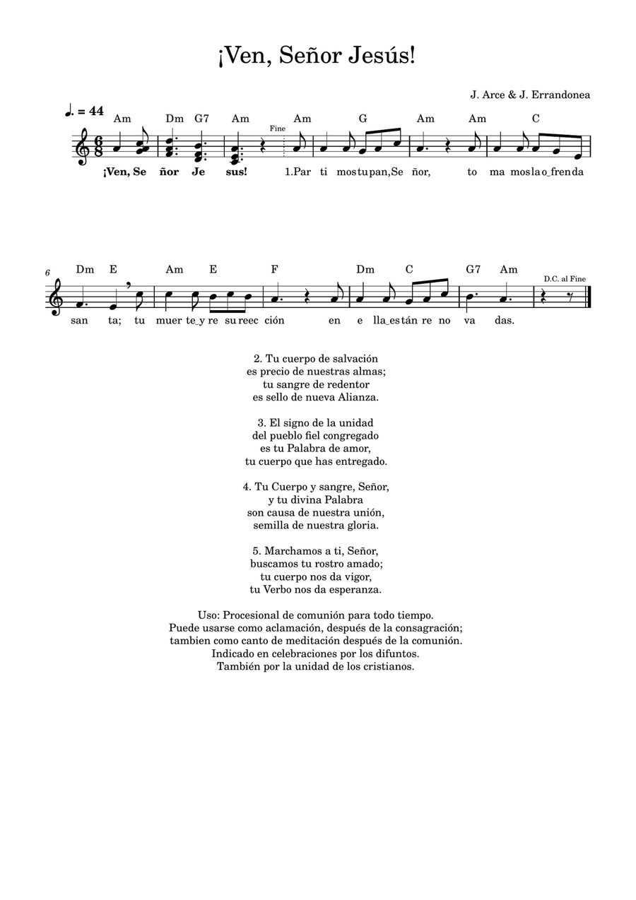 ¡Ven, Señor Jesús! ¡Ven, Señor Jesús! Easy Piano scores gallery preview page 1