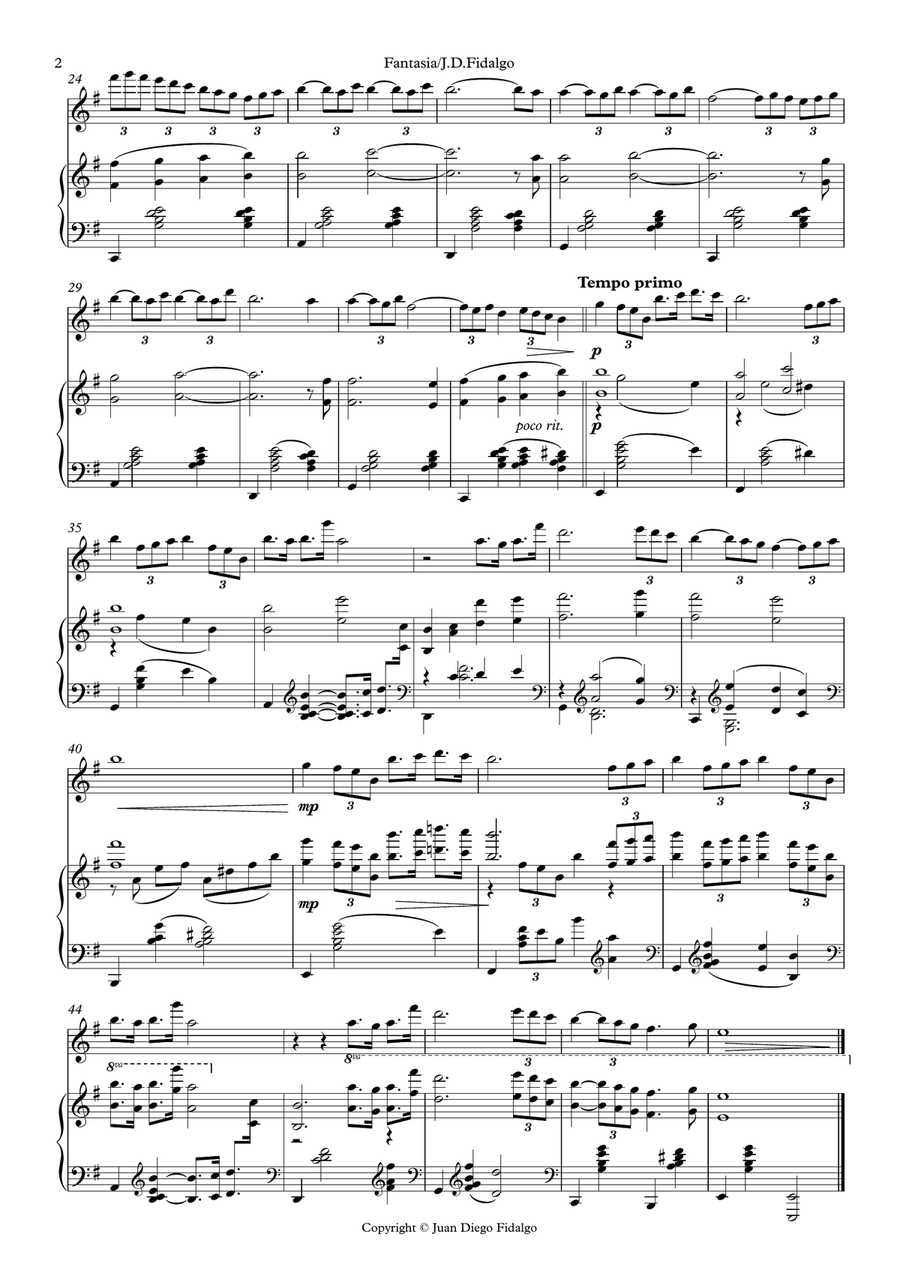 Fantasy for Flute and Piano Flute Solo scores gallery preview page 2