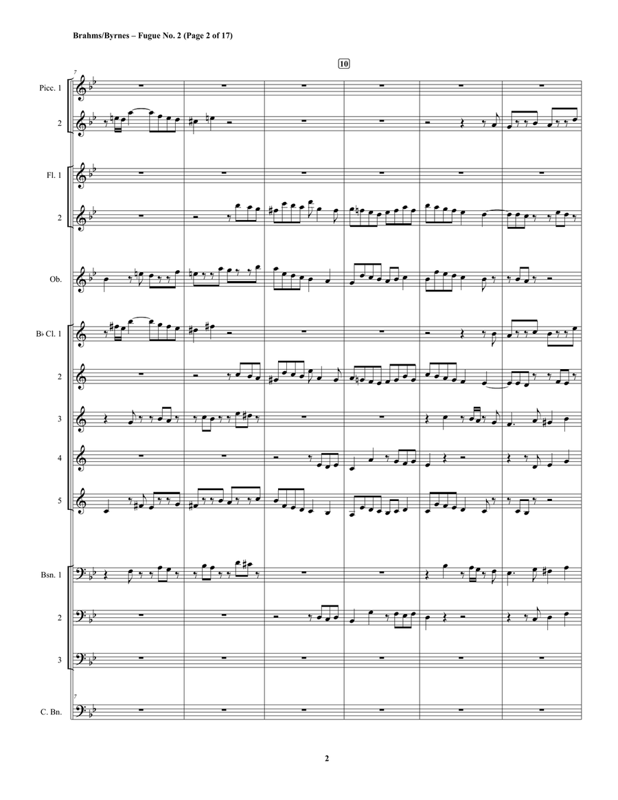 Johannes Brahms – Fugue No. 2, in G Minor (String Orchestra) String Orchestra scores gallery preview page 2