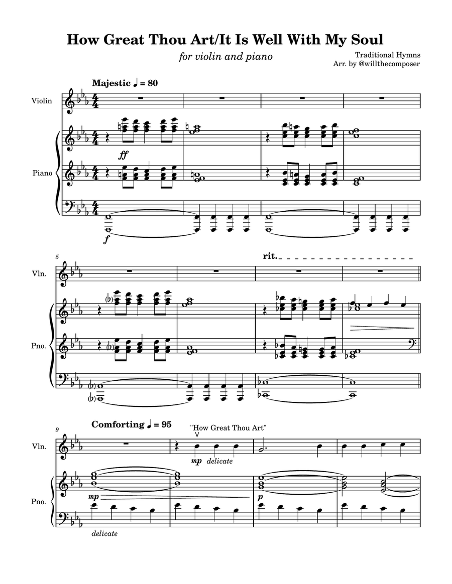 How Great Thou Art / It Is Well With My Soul Violin Solo scores gallery preview page 1