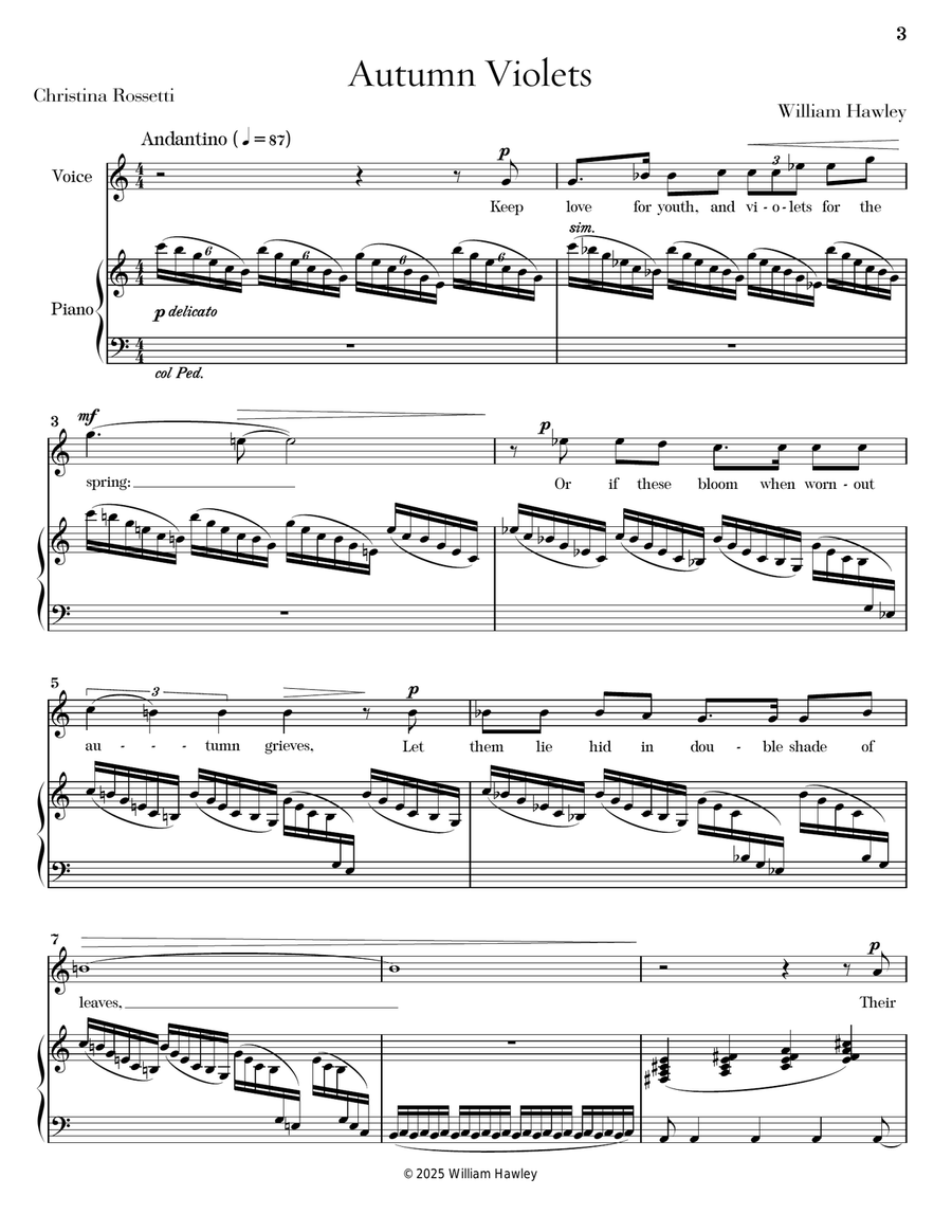 Autumn Violets Autumn Violets Piano, Vocal scores gallery preview page 3
