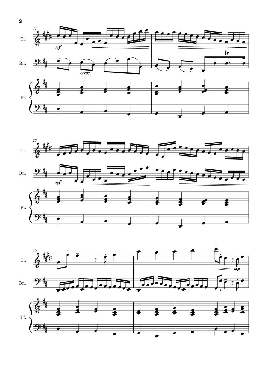 Canon in D Major, P.37; T.337. Clarinet, Bassoon and Piano. Score and Parts Woodwind Duet scores gallery preview page 2