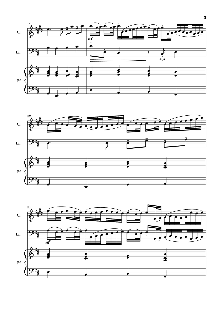 Canon in D Major, P.37; T.337. Clarinet, Bassoon and Piano. Score and Parts Woodwind Duet scores gallery preview page 3