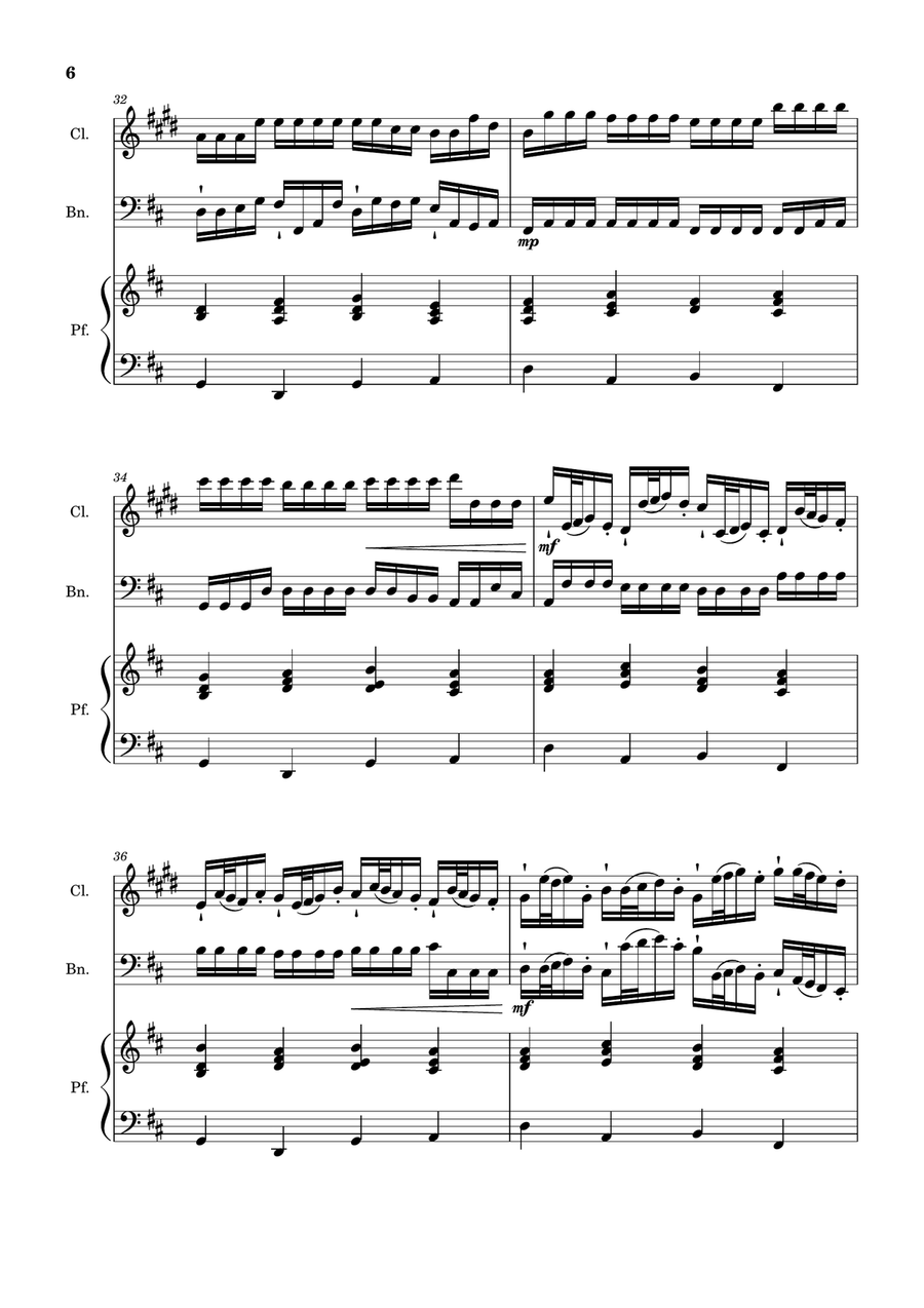 Canon in D Major, P.37; T.337. Clarinet, Bassoon and Piano. Score and Parts Woodwind Duet scores gallery preview page 6