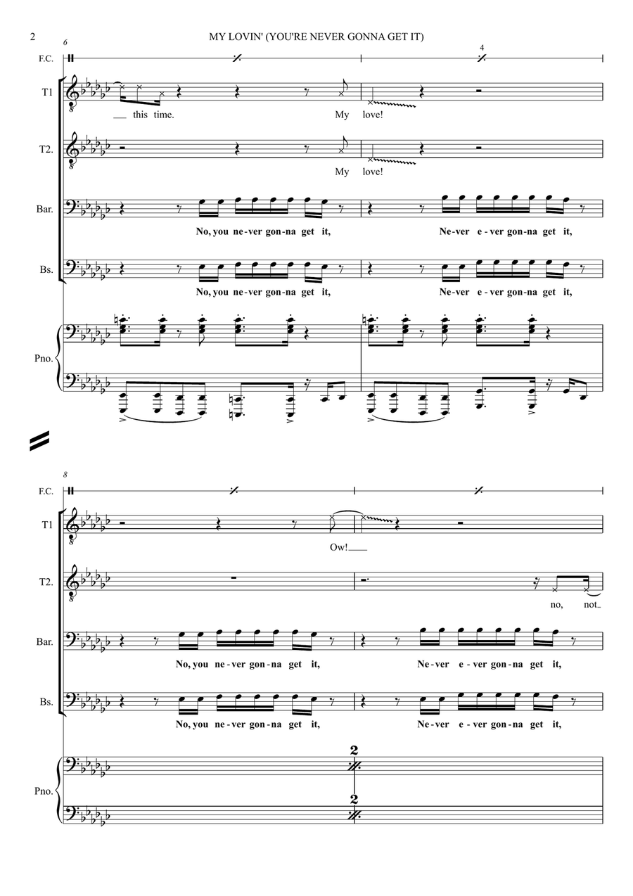 My Lovin' (You're Never Gonna Get) TTBB scores gallery preview page 2