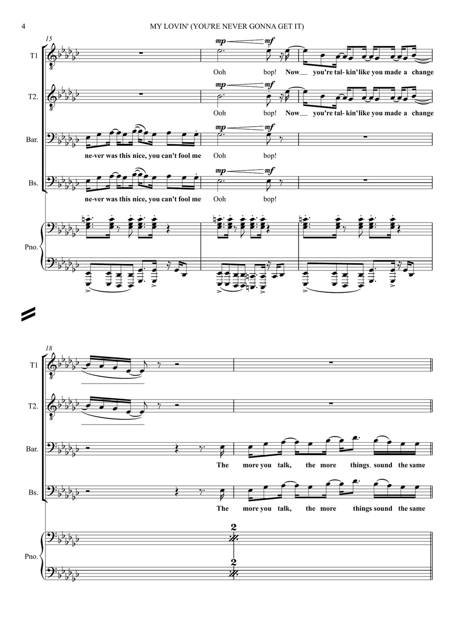 My Lovin' (You're Never Gonna Get) TTBB scores gallery preview page 4