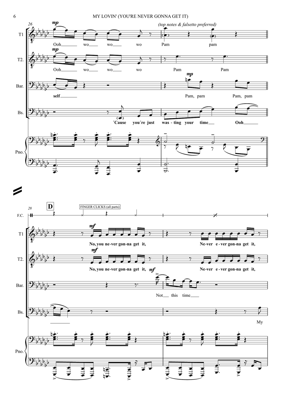 My Lovin' (You're Never Gonna Get) TTBB scores gallery preview page 6