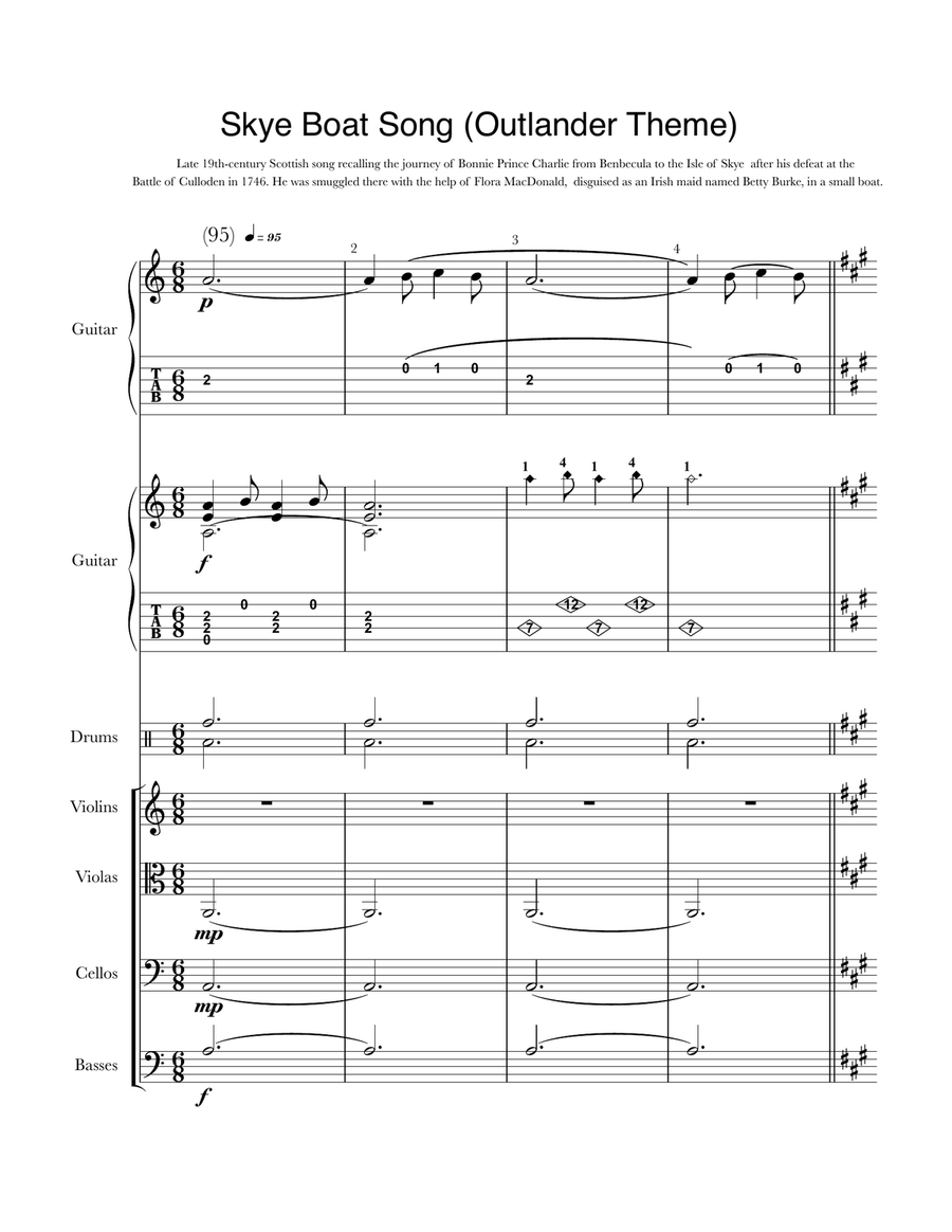 The Skye Boat Song Piano scores gallery preview page 1