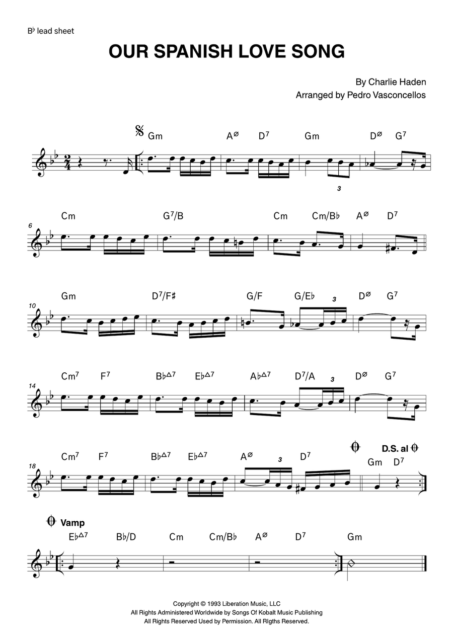 Our Spanish Love Song Our Spanish Love Song Piano scores gallery preview page 1