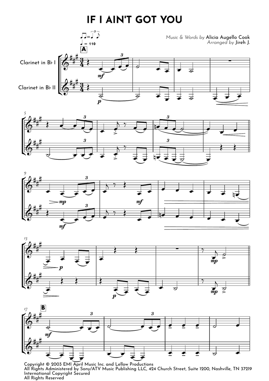 If I Ain't Got You If I Ain't Got You Clarinet Duet scores gallery preview page 2
