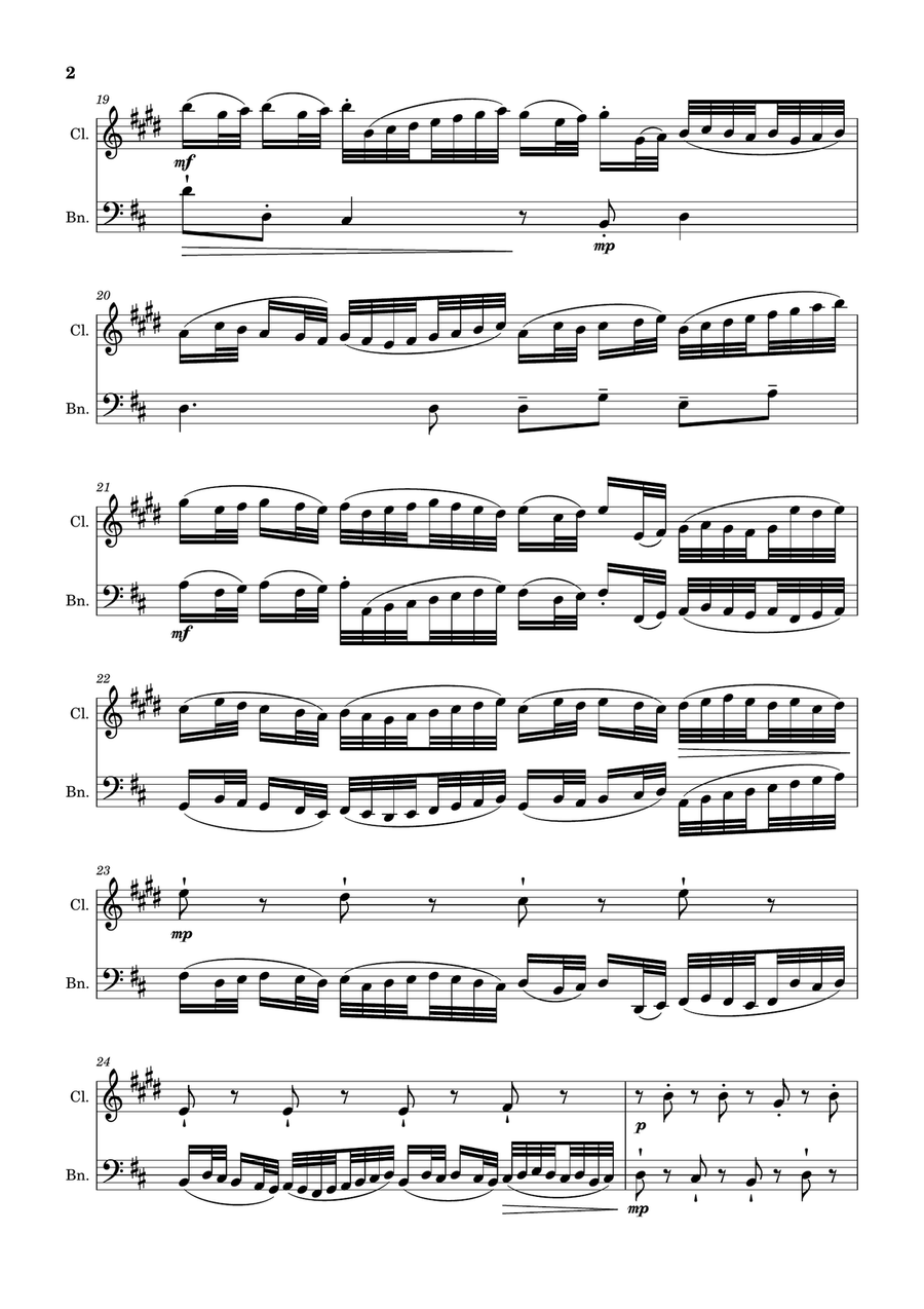 Canon in D Major, P.37; T.337. Arranged for Clarinet and Bassoon. Woodwind Duet scores gallery preview page 2