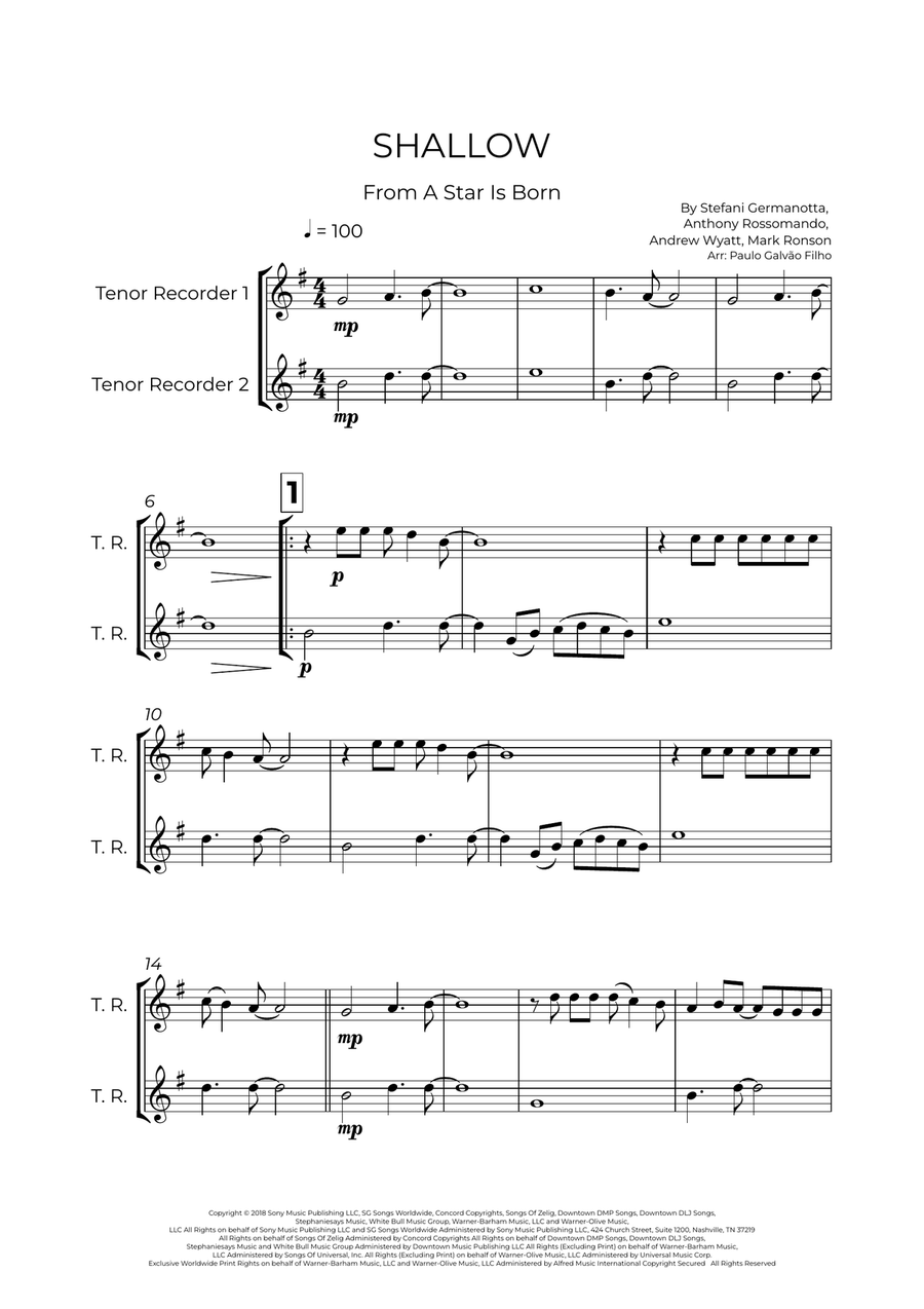 Shallow Shallow Woodwind Duet scores gallery preview page 2