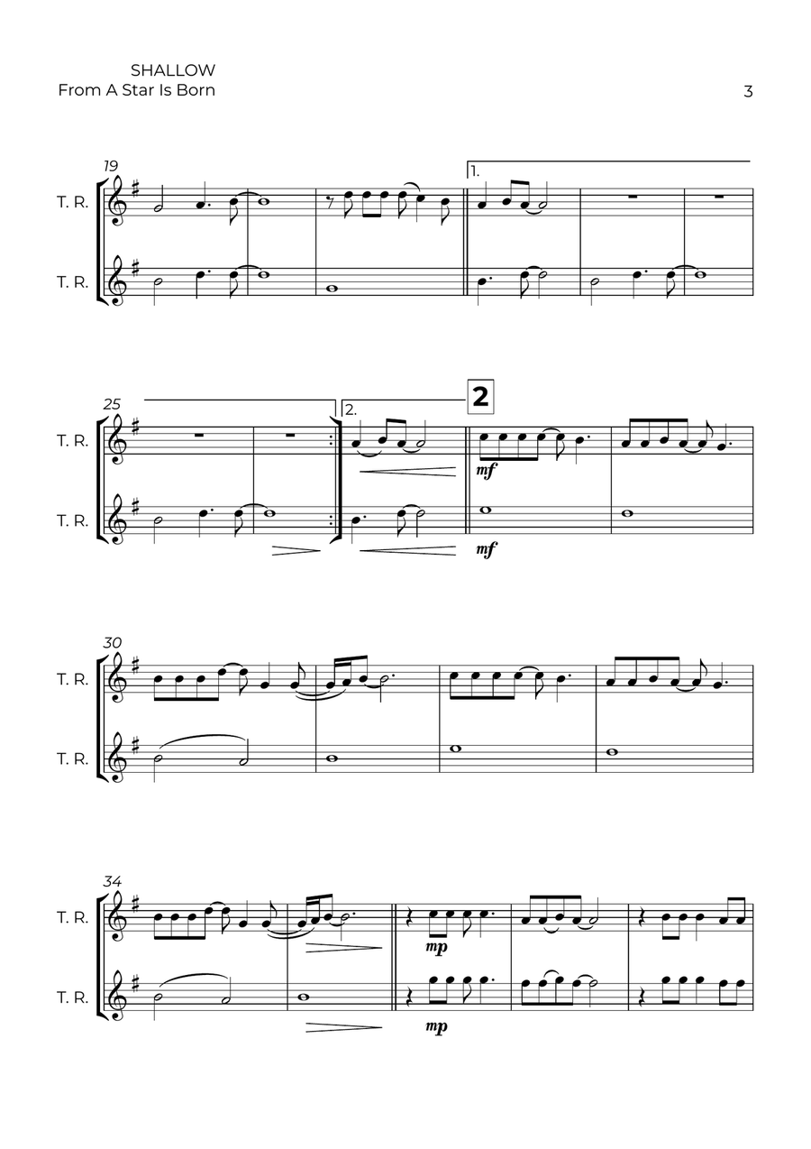Shallow Shallow Woodwind Duet scores gallery preview page 3