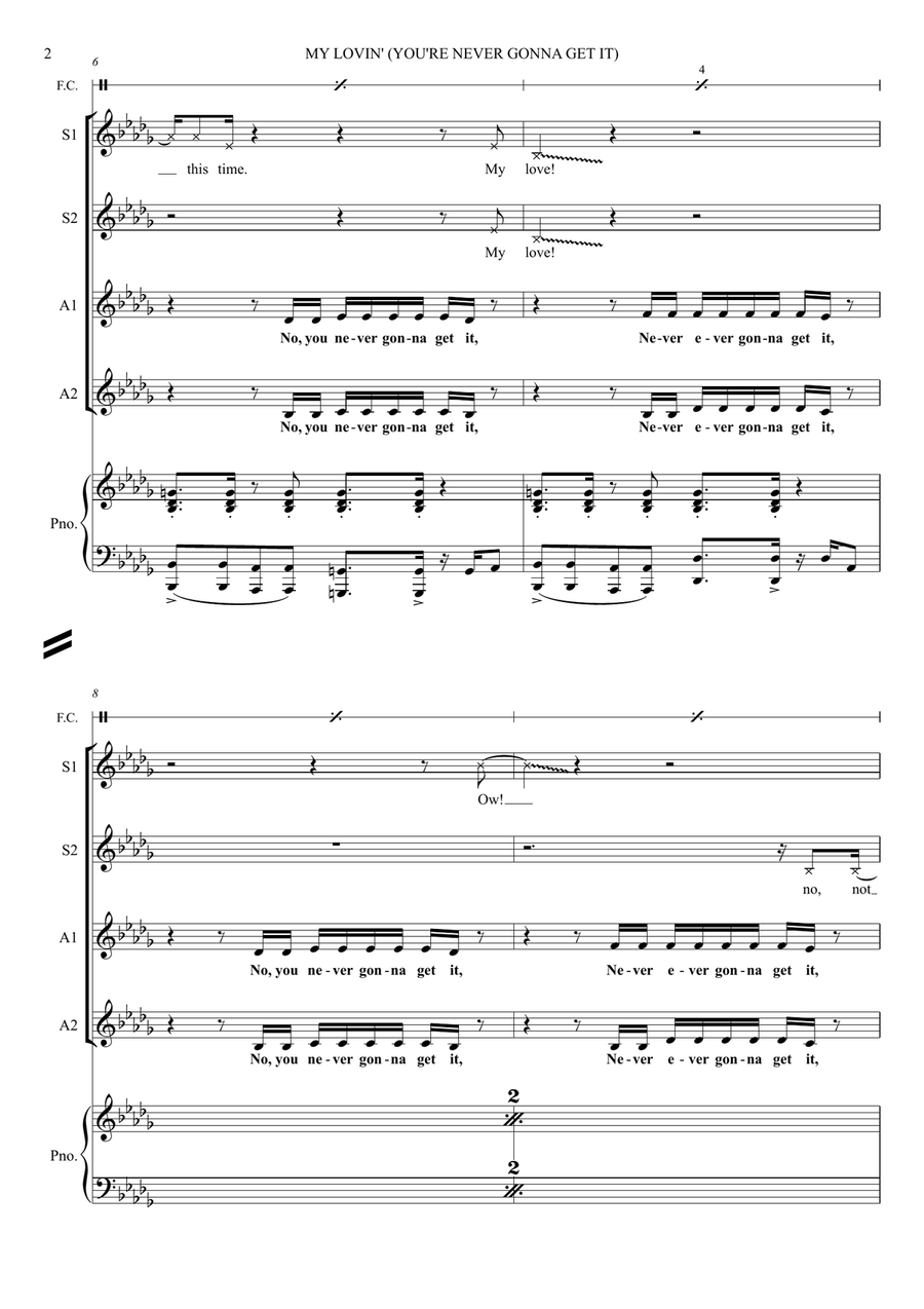 My Lovin' (You're Never Gonna Get) SSAA scores gallery preview page 2