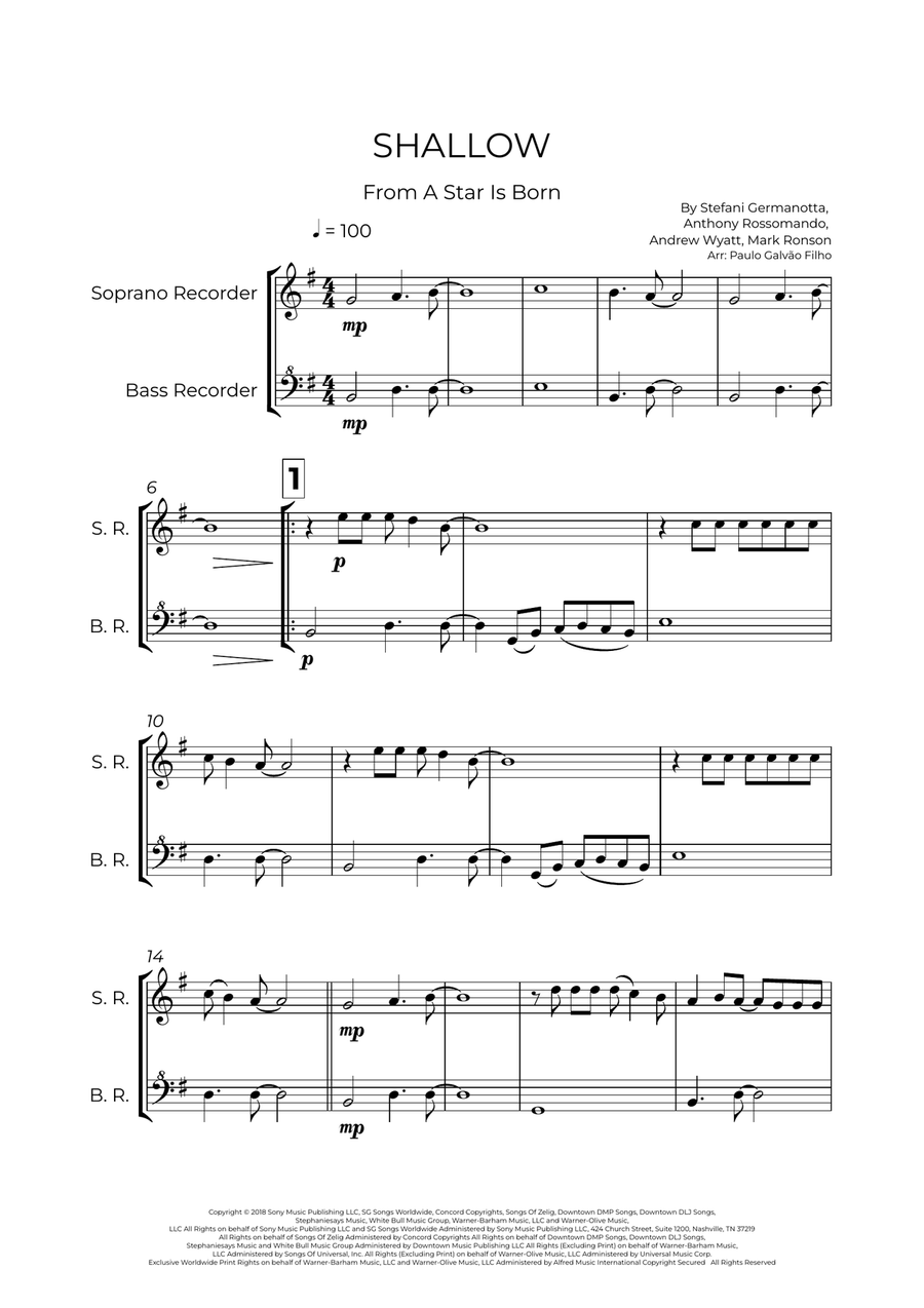 Shallow Shallow Woodwind Duet scores gallery preview page 2