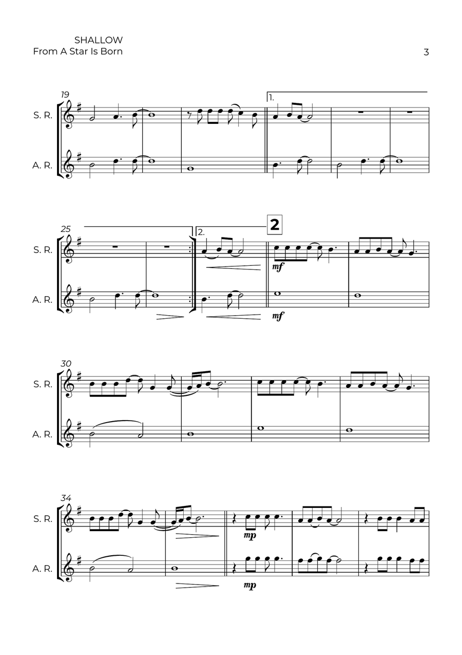 Shallow Shallow Woodwind Duet scores gallery preview page 3